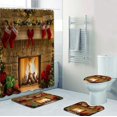 thumbnail image 1 of Cortina de ducha creativa navideña, resistente al agua y al moho, impresión Digital 3d, juego de cuatro piezas para baño, 1 of 2