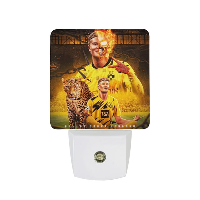Erling Haaland Luz nocturna LED con sensor de anochecer a amanecer para dormitorio, baño, pasillo, escaleras - Lámpara LED nocturna de enchufe, 0.5W - 1 pieza