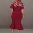 thumbnail image 4 of Women's Plus Size Elegant Dress Solid Color Contrast Lace Short Sleeve Round Neck Dress Dress Solid Color Long Sleeve Body Dress Trend Dresses for Women Swing Dress with Pockets Tie Waist Dress Woman, 4 of 8
