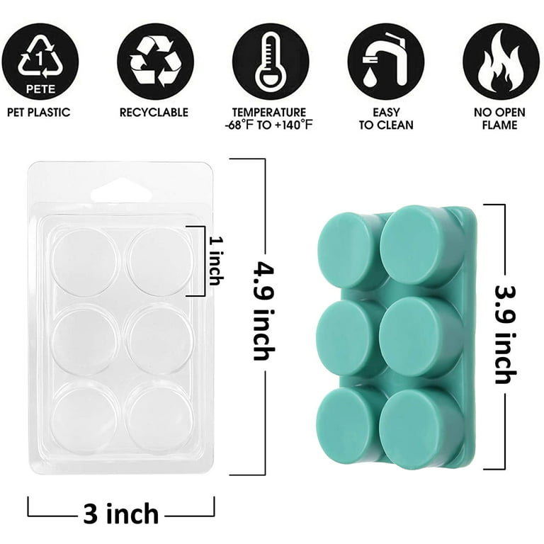 100 Pack Wax Melt Clamshell Mold, 6-Cavity Clear Empty Plastic Wax
