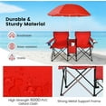 thumbnail image 4 of SSyao Double Camping Chair with Canopy, Folding Camp Chairs w/Cup Holder, Cooler & Carry Bag, Table, Side Pocket, 2 Person Portable Beach Chair with Umbrella, for Picnic Fishing (Red), 4 of 10