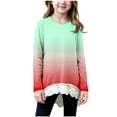 thumbnail image 2 of NAISIBABY Girls T Shirts with Lace, Irregular Hem Long Sleeve Crewneck Kids Casual Fashion Tops Green 4T, 2 of 6