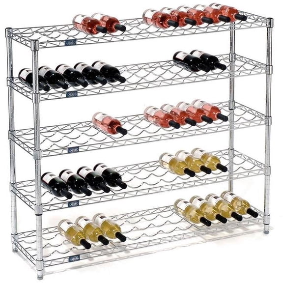 Nexel® Wine Bottle Rack - 65 Bottle 48"W x 14"D x 42"H Chrome
