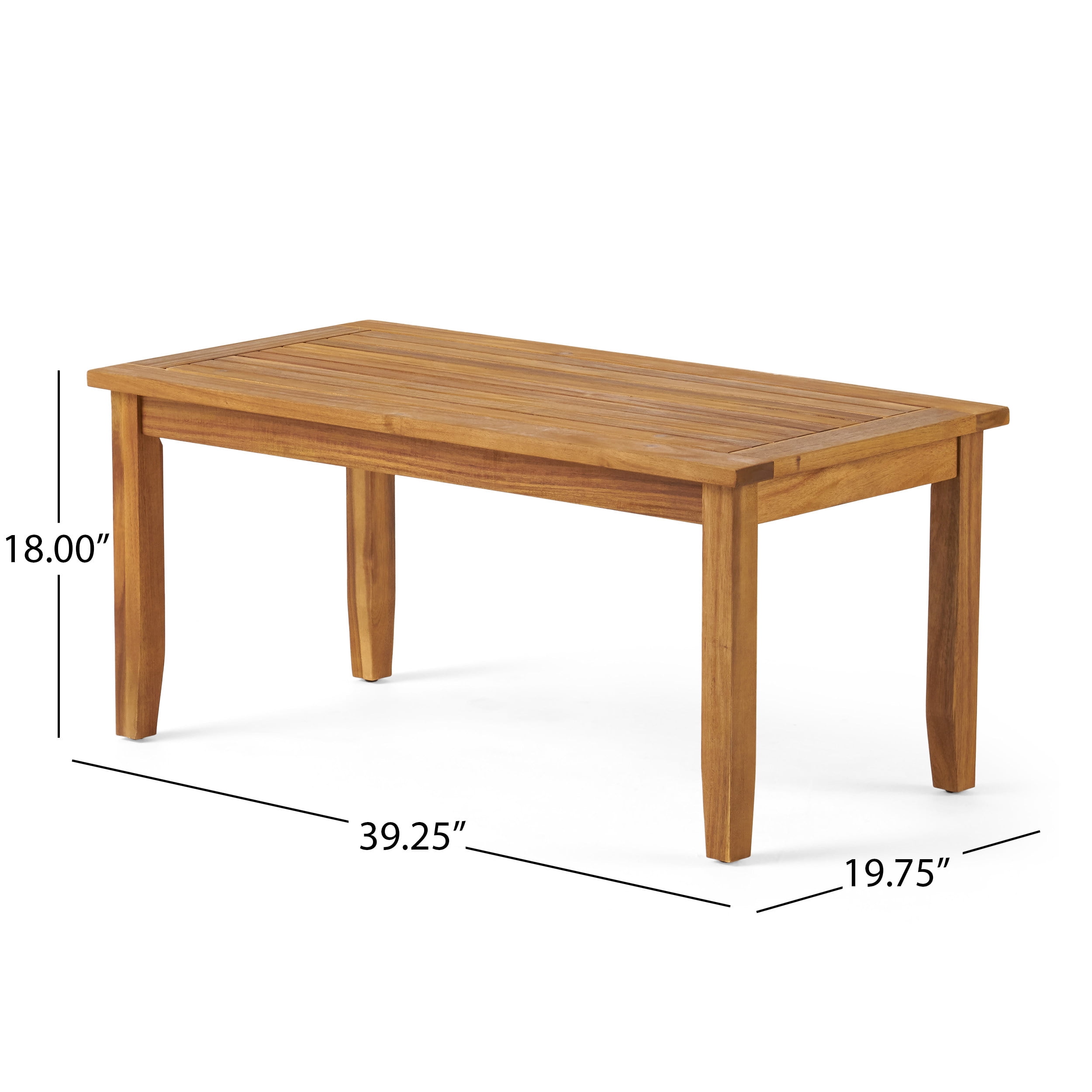 Outdoor Loveseat and Coffee Table Combined Leisure Set, Acacia Wood Frame Furniture for Patio Garden, Red