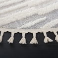 thumbnail image 3 of SAFAVIEH Moroccan Tassel Tom Geometric Striped Shag Area Rug, Beige/Ivory, 6'7" x 6'7" Round, 3 of 8