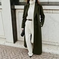 thumbnail image 2 of Rexolia Women's Wool Blend Coat Long Sleeve Notch Lapel Long Trench Fall Winter Office Army Green Women, 2 of 7