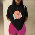 thumbnail image 3 of Playera Blusa De Capybara Recostado Bebiendo Soda Capibara Ropa De Mujer Color Negro Talla Chica Marca Emil SaEs, 3 of 4