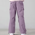 thumbnail image 6 of DJDLJWCJ Teen Boys School Uniform Pants Straight Fit Wide Leg Cargo Pants Elastic Waist Comforty Lightweight Pants Purple Size 7, 6 of 6