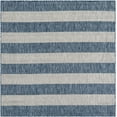 thumbnail image 6 of Unique Loom Outdoor Striped Collection Area Rug - Distressed Stripe (6' 1" Square Blue/Ivory), 6 of 6