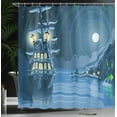 thumbnail image 4 of Ambesonne Cartoon Shower Curtain, Pirate Ship Moon, 69"Wx70"L, Blue, 4 of 5