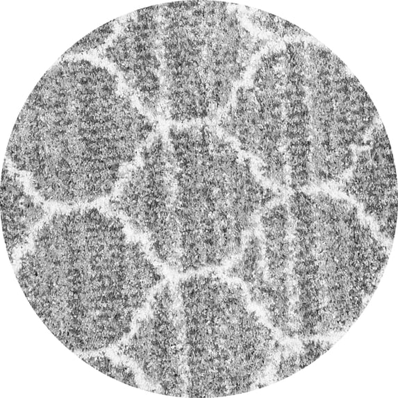 Ahgly Company Indoor Round Abstract Gray Contemporary Area Rugs, 4' Round