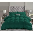 thumbnail image 2 of D.N.G. BEDDINGS Luxurious 3 Piece Pom Pom Pinch Pleated Comforter Set, 800 Thread Count, 100% Egyptian Cotton, White Vintage Pom-Pom Fringe (Twin/Twin XL Size Solid Teal Green Color), 2 of 5