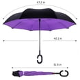 thumbnail image 2 of Windproof Double Layer Folding Inverted Umbrella, Self Stand Upside-Down Car Reverse Umbrella with C- Handle 2pk S11(Purple), 2 of 8