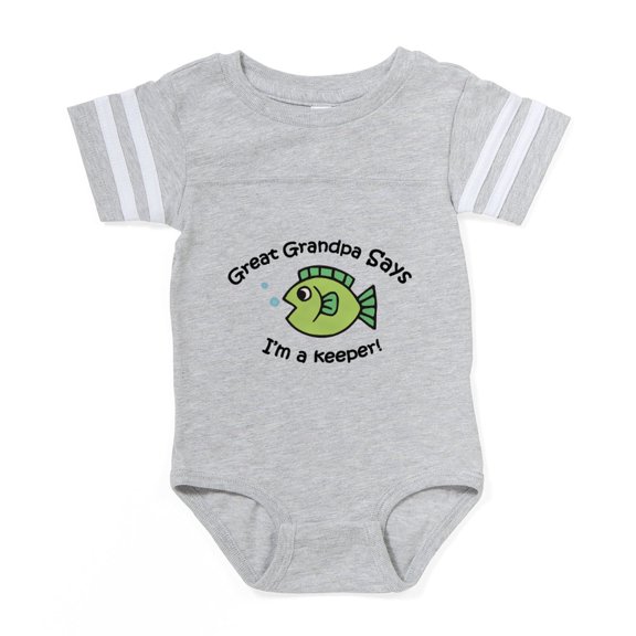 CafePress - Keeperzgreatgrandpa - Cute Infant Baby Football Bodysuit