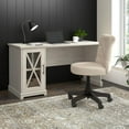thumbnail image 2 of Bush Lennox Engineered Wood Desk with Storage Cabinet in Linen White Oak, 2 of 7