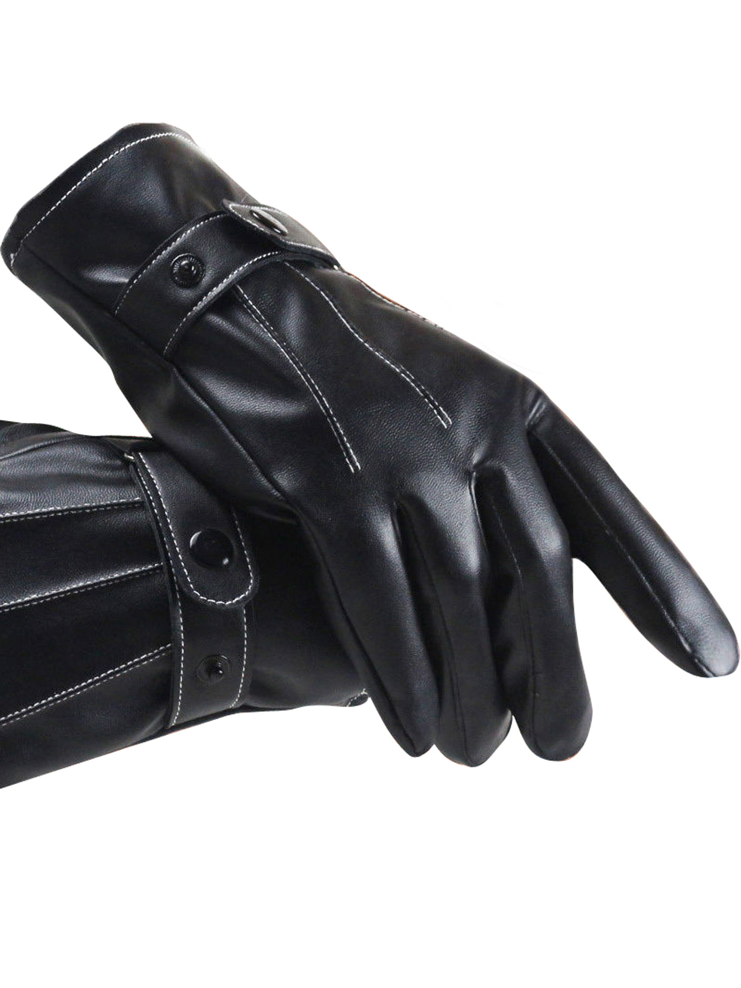 Mens Touch Screen Real Leather Gloves Thermal Lined Black Driving Winter Gift US 