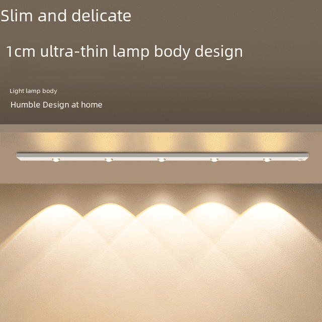Barra de luz LED inteligente con sensor de cuerpo humano, ultrafina, con forma de ojo de gato, recargable, autoadhesiva