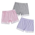 thumbnail image 4 of YONGHS Kids Girls 3 Pack Bike Shorts Solid Color Dance Gym Yoga Sports Bike Shorts Pink&Purple&Gray 9-10, 4 of 5