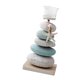 thumbnail image 5 of Candelabro de piedra náutica para centro de mesa, soporte para velas de pilar de playa Verde Blanco, 5 of 9