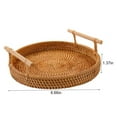 thumbnail image 2 of [] Hand Woven Tray Basket Coffee Table Decorative Tray Farmhouse Boho Rattan Tray Decor Wicker Serving Tray with Handles  Rattan Tray Basket Wooden  Tray 1pcs 8.66”*1.37”, 2 of 6