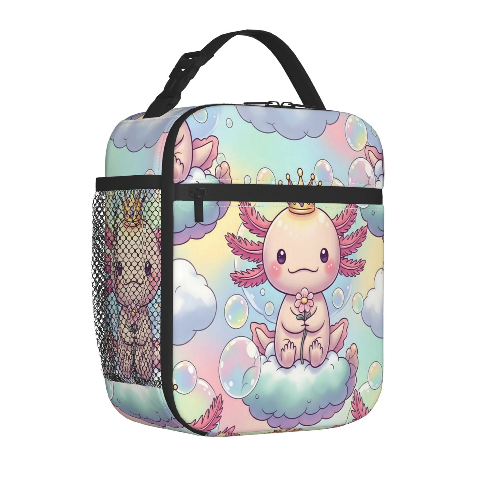 Lunch Bag For Women Men Insulated Portable Lunch Box Bento Box Office Picnic Travel Cooler Bag Cute Axolotl 2