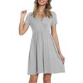 thumbnail image 1 of B91xZ Robes de Soleil Femmes Été Hiver Décontracté Robe de Soleil Décontractée Robe Longue Manches Courtes Fendues Maxi Robes, Gris XXL, 1 of 5