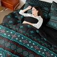 thumbnail image 4 of jejeloiu Retro Aztec 7-Piece Twin Bedding Sets,Boho Geometric Bedding Comforter Set,Cyan Geometric Sheet Sets For Men Women,Luxury Bedroom Decor Reversible, 4 of 8