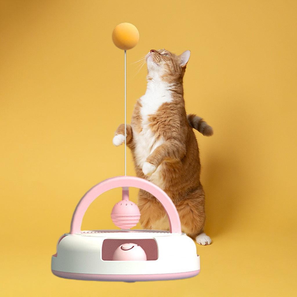 EHJRE Interactive Cat Toy, Circle Track with 1 Moving Ball Cat Turntable Toy, Non-Slip Detachable Cat Toy Suitable for All Cats - Pink