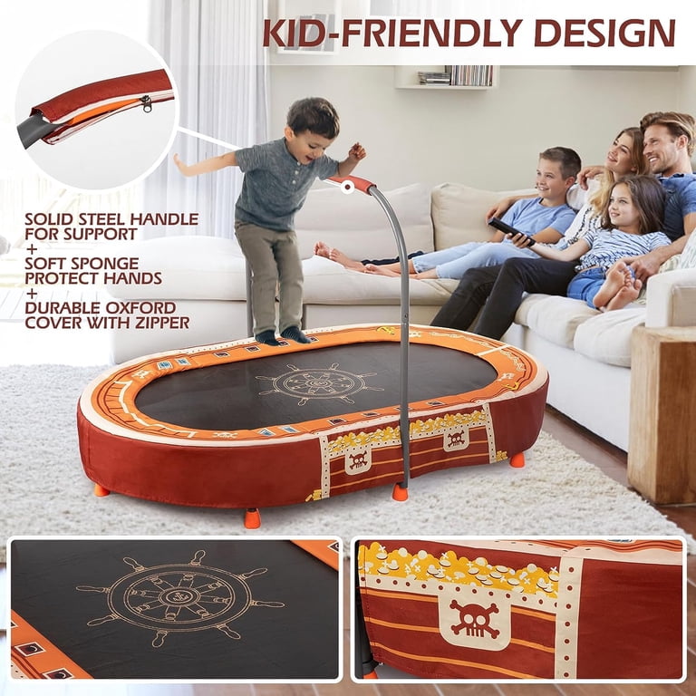 BRINJOY Kids Trampoline with Handle, Mini Rebounder for 2, Indoor