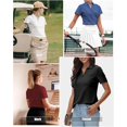 thumbnail image 4 of Polos à Col en V pour Femmes Manches Courtes Hauts Décontractés avec Poche Tunique 2024 Nouveau, 4 of 4