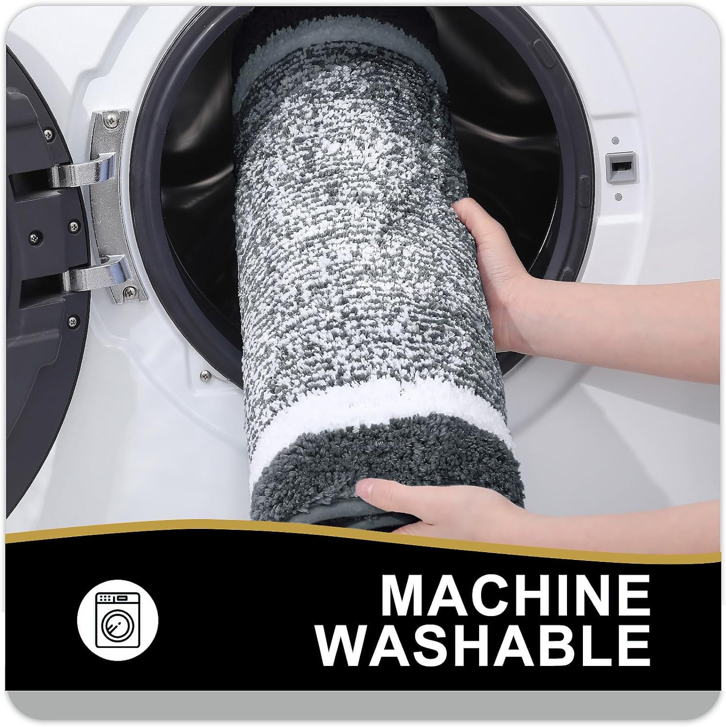 Ht Viik Bathroom Rugs 24x16, Extra Soft and Absorbent Microfiber Bath Mat, Non-Slip, Machine Washable, Quick Dry Shaggy Bath Carpet, Suitable for Bathroom Floor, Tub, Shower (Small, Dark Grey)