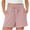 Pink, variant on Horkkom Shorts for Women Elastic Waist Drawstring Solid Color Linen Shorts Summer Casual Beach Shorts with Pockets, S-2XL