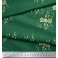 thumbnail image 2 of Soimoi Green Georgette Viscose Fabric Square & Leaves Printed Fabric 1 Yard 44 Inch Wide, 2 of 3