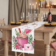 thumbnail image 2 of Table Runners 90 Inches Long Dress Scarves, Valentine's Day Farmhouse Coffee/Dining/Kitchen Table Runner for Living Room, Ice Cream Love Rose Eucalyptus Leaves 13x90 Inch, 2 of 9