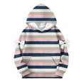 thumbnail image 4 of Girl Oversized Hoodie Shirts Striped Pullover Tops Casual Long Sleeve Hooded Sweatshirts with Pocket New Girls Comfy Long Sleeve Tops Pinky 130, 4 of 5