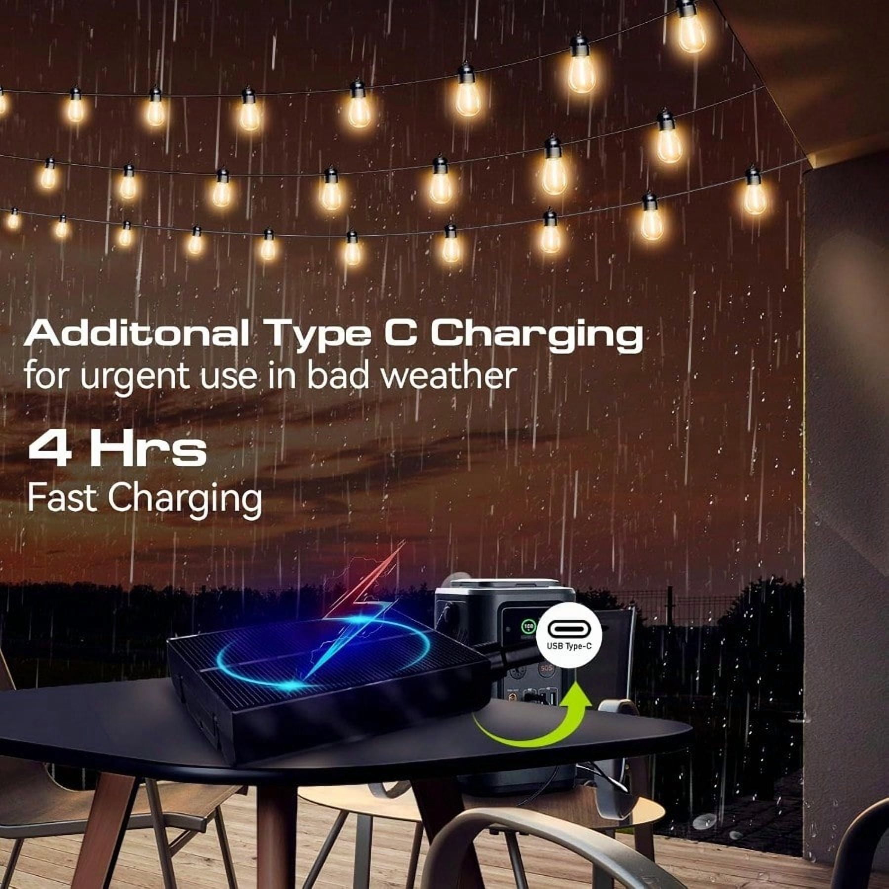 Solar Lights Outdoor Waterproof IP67with 15 LED Shatterproof Edison Bulbs,2500mAh Battery Solar/USB Powered,Indoor/Outside LED String Lights 34FT,Warm White 3000K LED Light Decor Patio Garden Camping