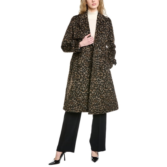 Elie Tahari womens Double-Breasted Wool-Blend Coat, XL, Brown