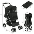 thumbnail image 2 of 4 Wheels Pet Stroller, Weather Cover, Storage Basket, for 33lbs Medium Dog, Small Cat, Travel Walking Puppy Stroller (Black), 2 of 7