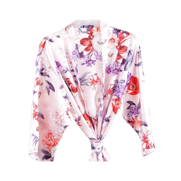 Guardurnaity Batas de noche de satén para dama de honor, estampado de patrón, regalo de boda, fiesta nupcial, ropa de dormir, suministro de disfraces para Disfraces de disfraces Rosado Tamaño libre Guardurnaity AP012754-08