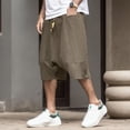 thumbnail image 4 of Men's Summer Fashion Casual Cotton Cropped Pants Loose Low Crotch Harem Pants - Basketball and Fitness Wear, 4 of 5
