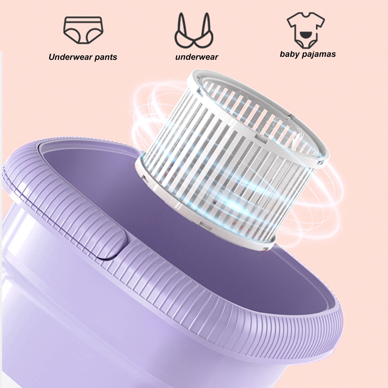 Riousery Portable Washing Machine, Foldable Mini Small Portable Washer 10.6x10.2in / 27x26cm with Spin Dry for Apartment, RV, Travel, Purple