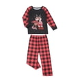 thumbnail image 1 of Combinaison Quotidienne à Carreaux à Taille Élastique Imprimée en Wapiti avec Col Rond et Pyjama Familial de 2 Pièces, 1 of 9