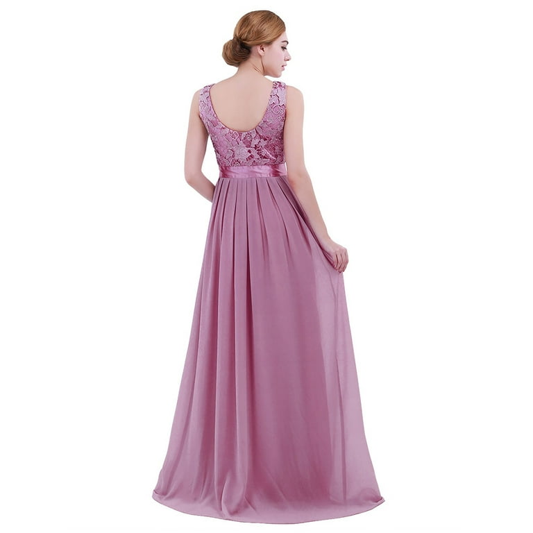 YIZYIF Womens Ladies Embroidered Chiffon Bridesmaid Dress Sleeveless Long Evening Party Prom Gown Maxi Dress Plum 6 Walmart