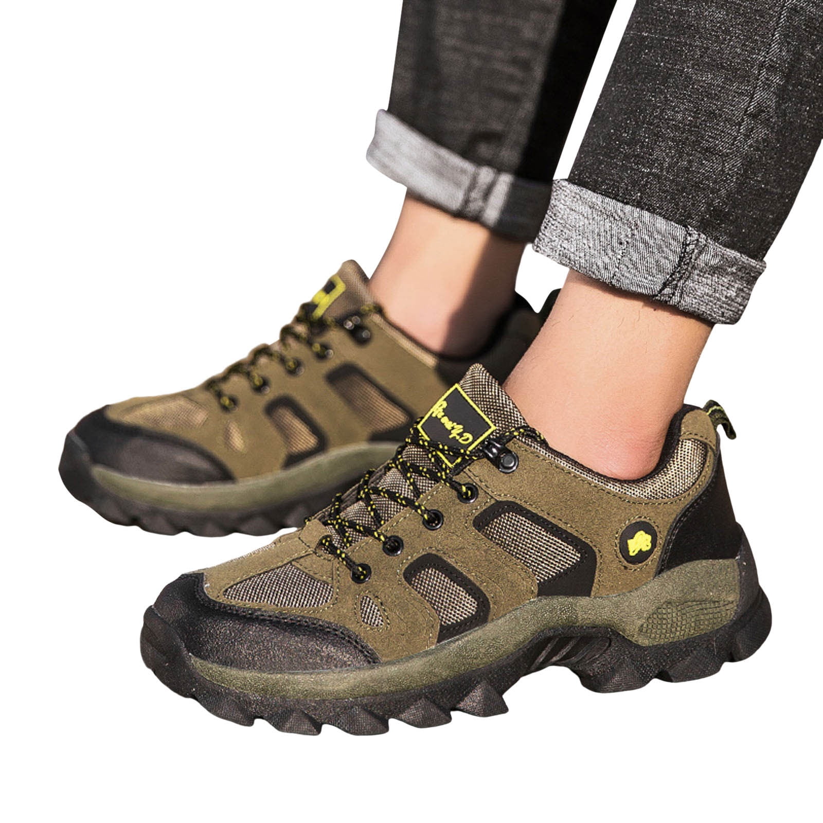 kamemir Men's Low Height Breathable Hiking Shoes(Green,9.5)