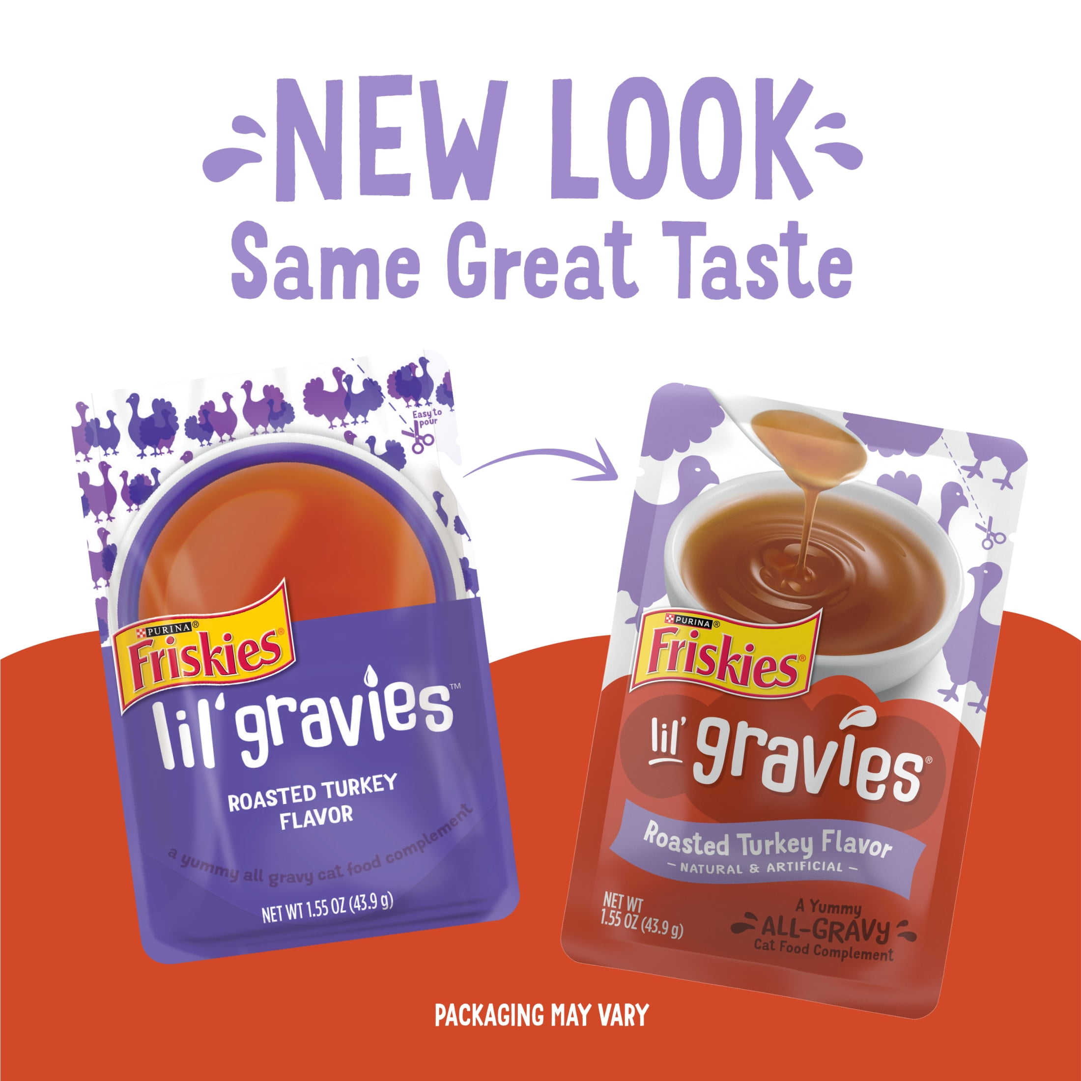 Purina Friskies Lil Gravies, Roasted Turkey Flavor Gravy, Wet Cat Food, 1.55 oz. Pouch