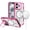 Pink, variant on For iPhone 16 6.1inch Case Rugged Magnetic Circle Lens Stand + Tempered Glass