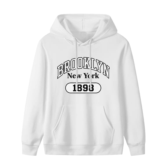 Brooklyn New York 1898 Print Mens Hoodies with Long Sleeve, Lightweight Basis Pullover Men's Drawstring Pocket Sweatshirt Hooded