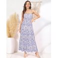 thumbnail image 4 of Vestido largo GRACE KARIN sin mangas con estampado floral azul blanco, 4 of 6
