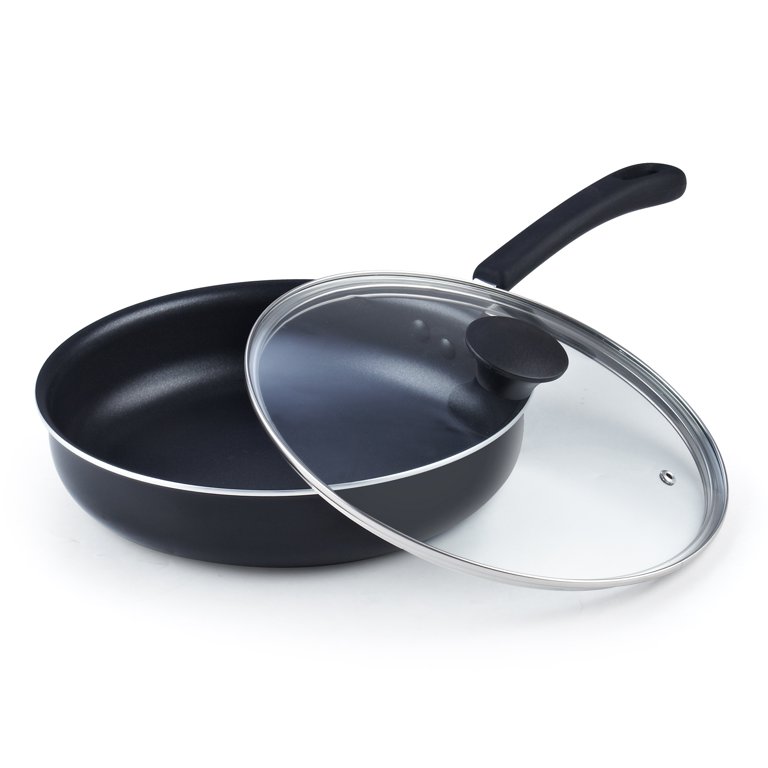 Cook N Home 10.5-Inch/3.5 Quart Nonstick Deep Saute Fry Pan/Jumbo Cooker with Lid, Black