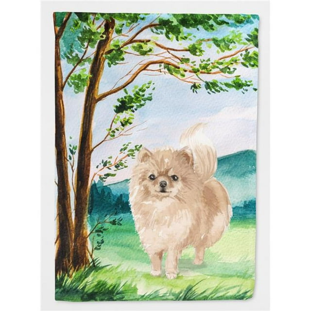 Carolines Treasures CK2005CHF Under the Tree Pomeranian Flag Canvas House Size